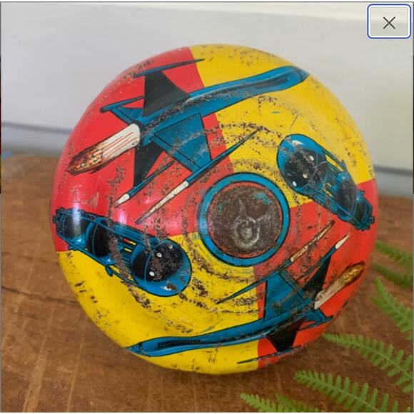 Vintage Tin Litho Spinning Top Astronaut Spaceman Rocket Ship Ohio Art - Picture 6 of 9